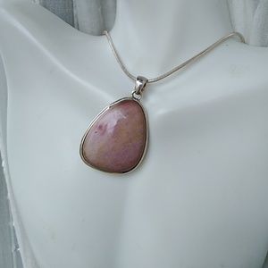 Destress! Rhodochrosite pendant sterling silver